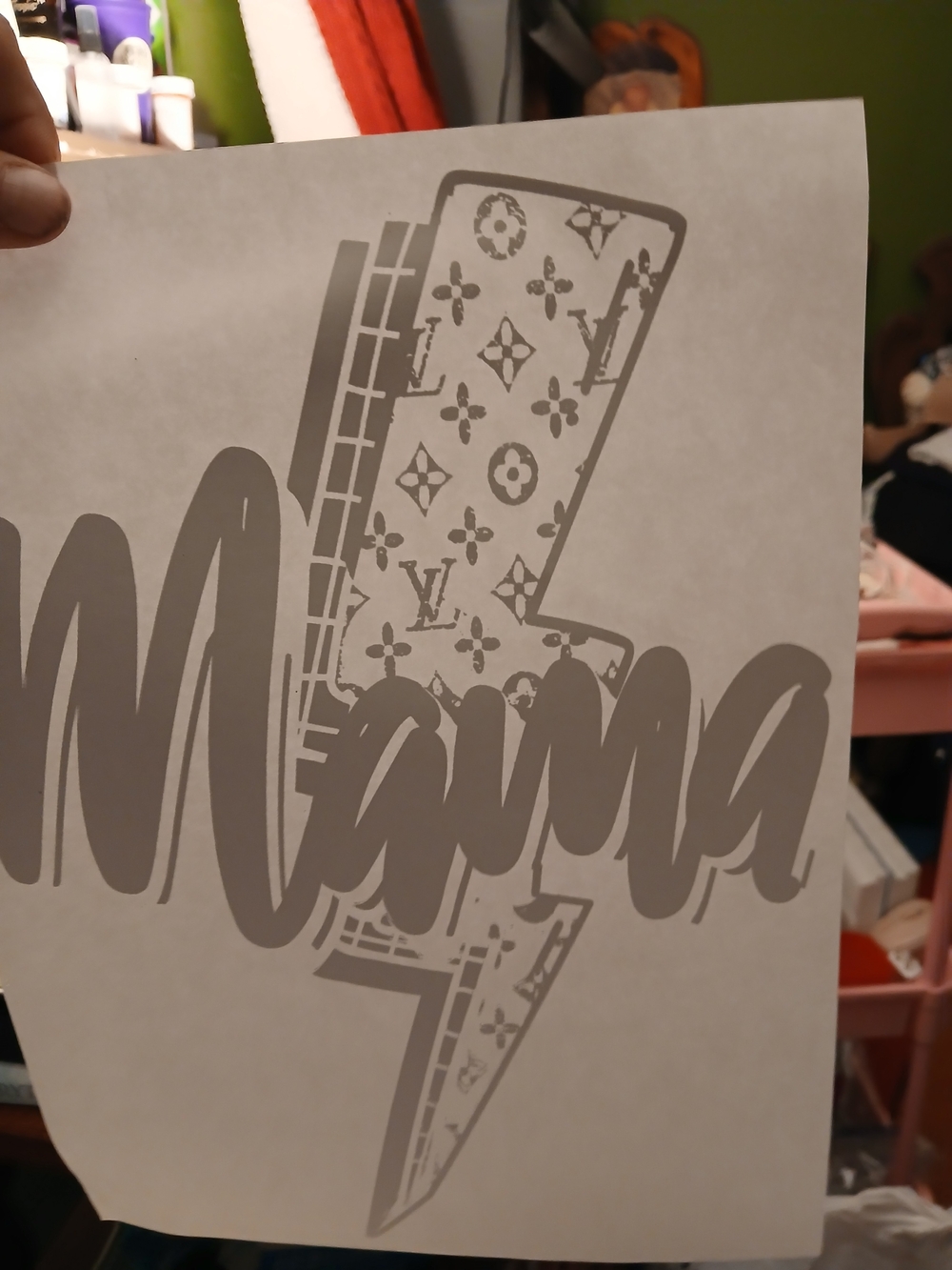 Gray "Mama" Lightning Wall Decal - Neutral Home Wall Decor